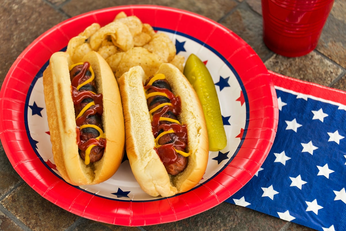 All American hotdogs at a cookout